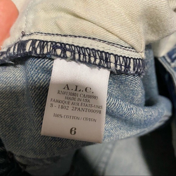A.L.C. Jeans Denim Montag Exposed Button Fly Medium Blue Wash Wide Leg Cropped 6 - Picture 10 of 11
